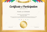 Certificate Of Participation Template With Gold Border Pertaining To Fascinating Sample Certificate Of Participation Template