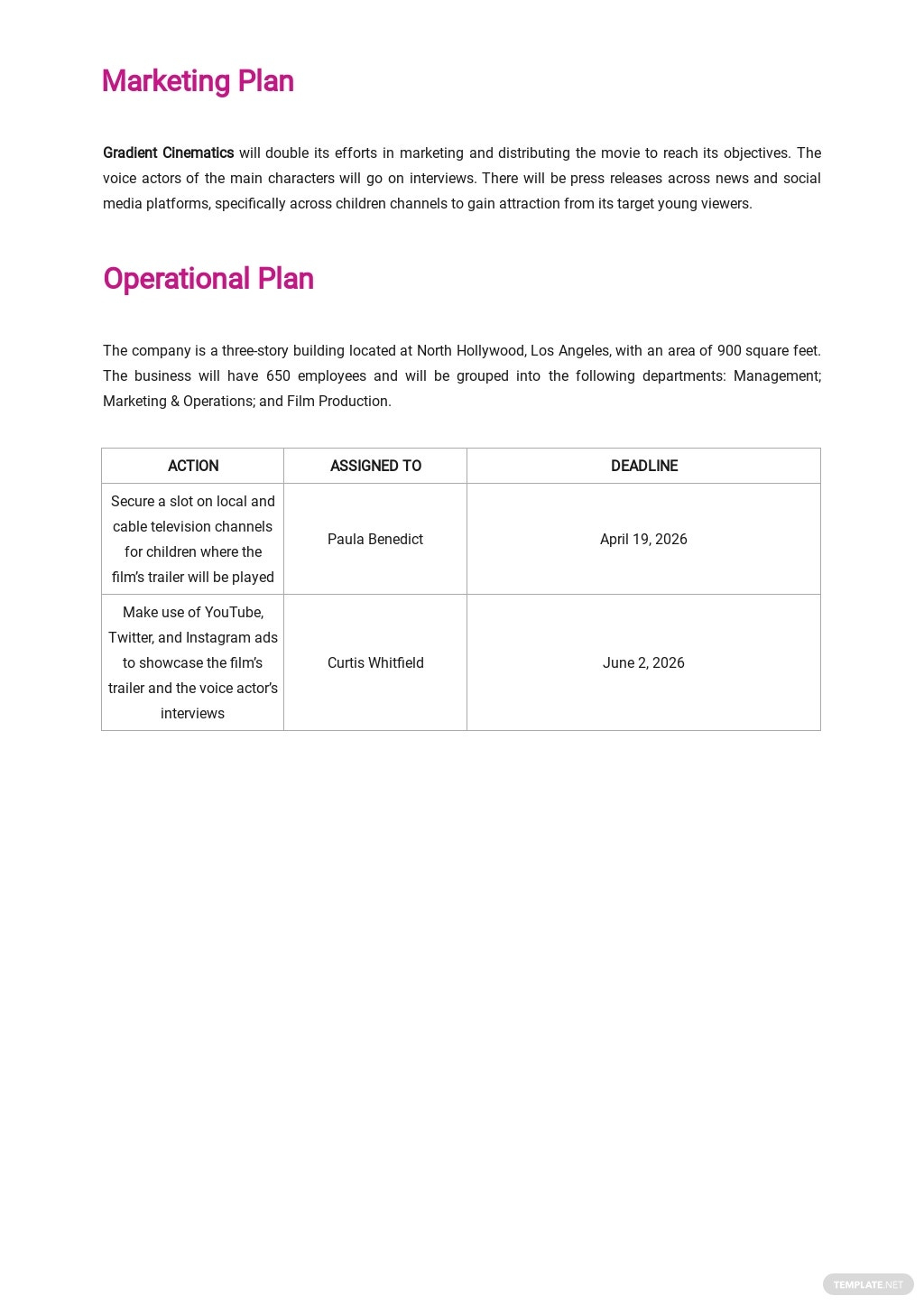 Feature Film Business Plan Template [Free Pdf] Word (Doc For Film Proposal Template