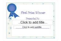 First Place Award Template | First Place Award In Winner Certificate Template