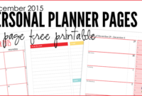 Free December Personal Planner Pages | Free Homeschool Deals Pertaining To Vacation Bible School Agenda