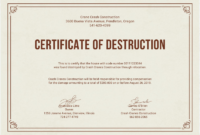 Hard Drive Destruction Certificate Template | Certificate With Fresh Hard Drive Destruction Certificate Template