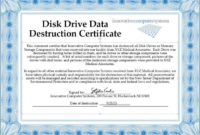 Hard Drive Destruction Certificate Template In 2020 Inside Hard Drive Destruction Certificate Template