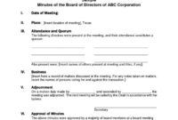 Non Profit Board Meeting Minutes Template With Board Agenda Template Non Profit