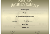 Sales Achievement Certificate Printable Certificate Within Professional Sales Certificate Template