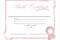 Sample Certificate: Fake Birth Certificate Template Free Pertaining To Novelty Birth Certificate Template