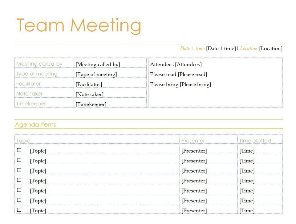 Sample Team Meeting Agenda Team Meeting Agenda Template Within Professional Weekly Meeting Agenda Template
