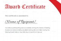 Skating Award Certificate Design Template In Psd, Word Within New Sample Award Certificates Templates