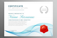 Stylish Blue Certificate Of Appreciation Template With Regard To Template For Recognition Certificate