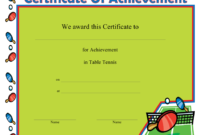 Table Tennis Certificate Of Achievement Template Download With Regard To Tennis Certificate Template Free