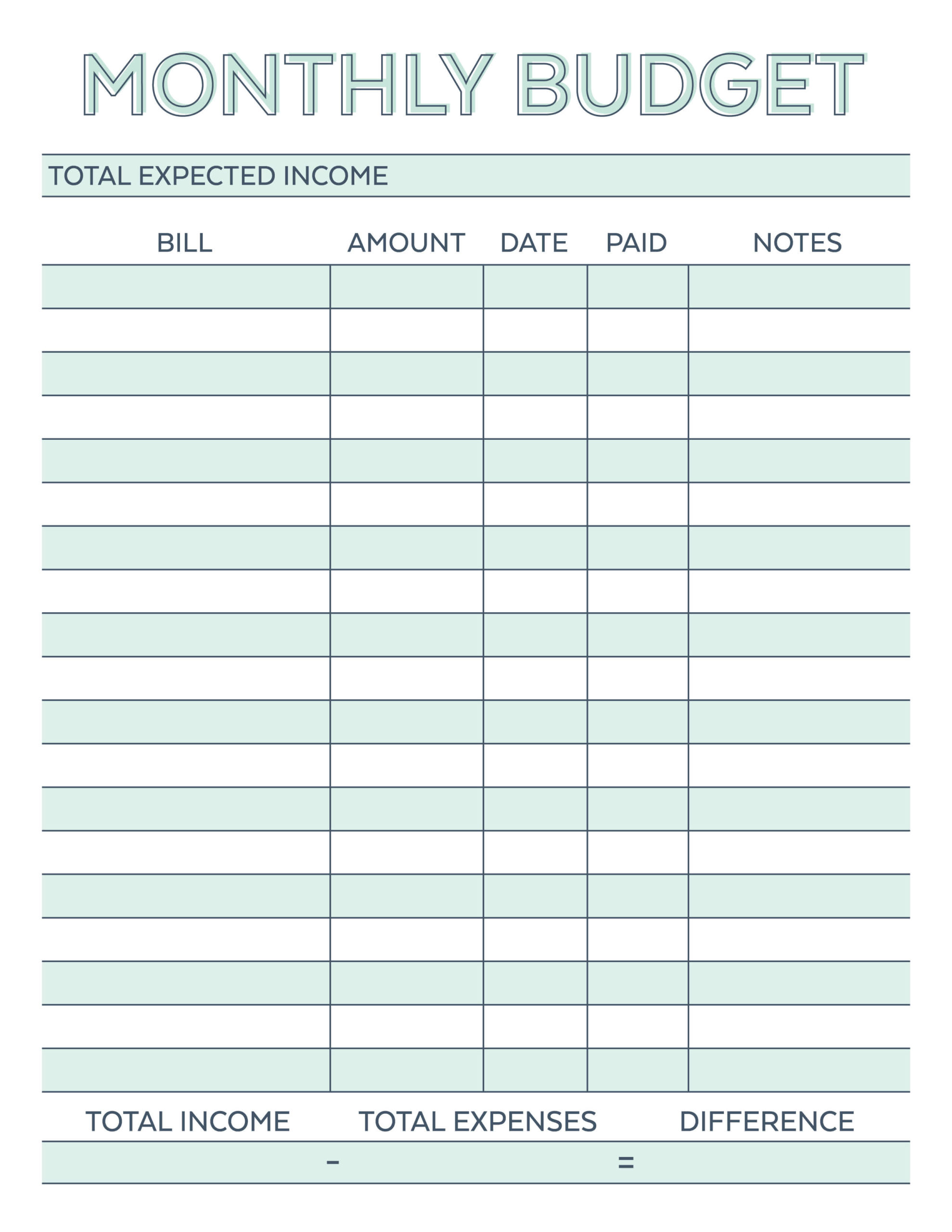 Monthly Budget Planner - Free Printable Budget Worksheet inside Fresh Budget Planner Template Free Download