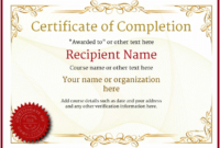21+ Certificate Of Completion Templates | Free Printable In Certificate Of Completion Word Template