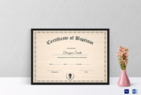 Baptism Certificate Design Template In Psd, Word Within Baby Christening Certificate Template
