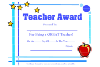 Best Teacher Certificate Templates Free Professional Intended For Best Teacher Certificate Templates Free