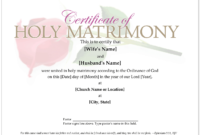 Certificate Of Holy Matrimony | Wedding Templates In Certificate Of Marriage Template