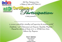 Certificate Of Participation Template Free Within Certification Of Participation Free Template