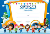 Certificate Template With Children In Winter Vector Image Within Children&amp;#039;S Certificate Template