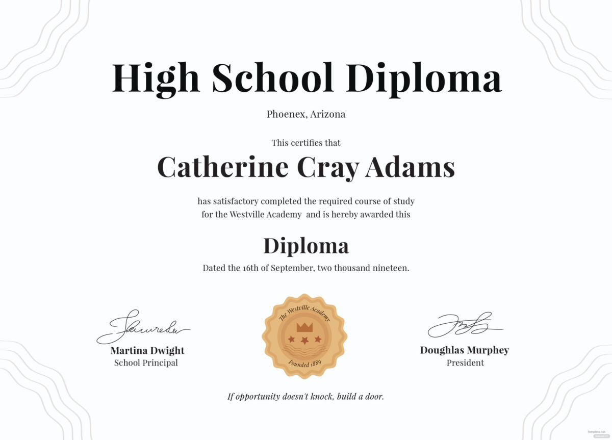 Free High School Diploma Certificate Template In Adobe Intended For Awesome Free School Certificate Templates