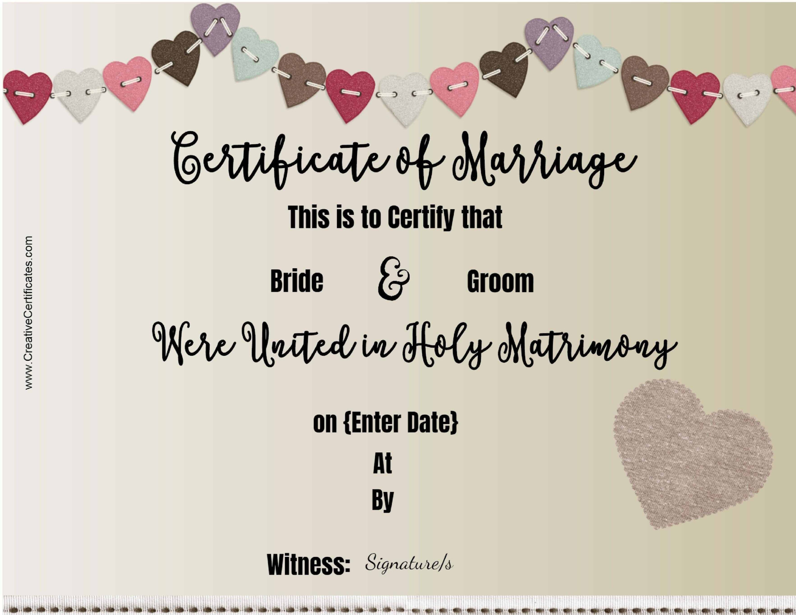 Free Marriage Certificate Template | Customize Online Then With Certificate Of Marriage Template