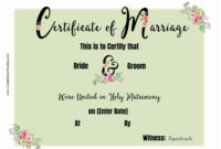 Free Marriage Certificate Template | Customize Online Then With Regard To Certificate Of Marriage Template