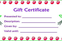 Free Printable Gift Certificates Pdf In Fillable Gift Certificate Template Free