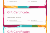 Gift Card Template Free Of 2018 Gift Certificate Form Throughout Stunning Fillable Gift Certificate Template Free