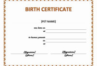 Pet Birth Certificate Template Ms Word Templates Intended For Birth Certificate Template For Microsoft Word
