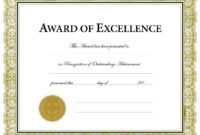 Sample Certificate Of Recognition For Outstanding Students Within Stunning Free Printable Blank Award Certificate Templates
