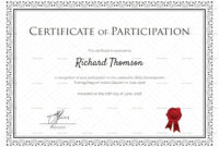 Training Participation Certificate Template Dalep Pertaining To Conference Participation Certificate Template