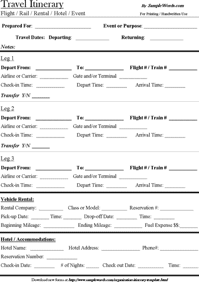 Travel Itinerary Template Download Microsoft Word With Simple Travel Agent Itinerary Template