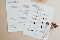 Wedding Itinerary Card Template, Minimalist Elegant With Honeymoon Itinerary Template
