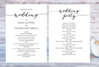 Wedding Program Templates Ceremony Program Template Diy | Etsy For Fascinating Wedding Ceremony Itinerary Template