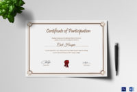 Writing Contest Participation Certificate Design Template With Regard To Amazing Certificate Of Participation Word Template
