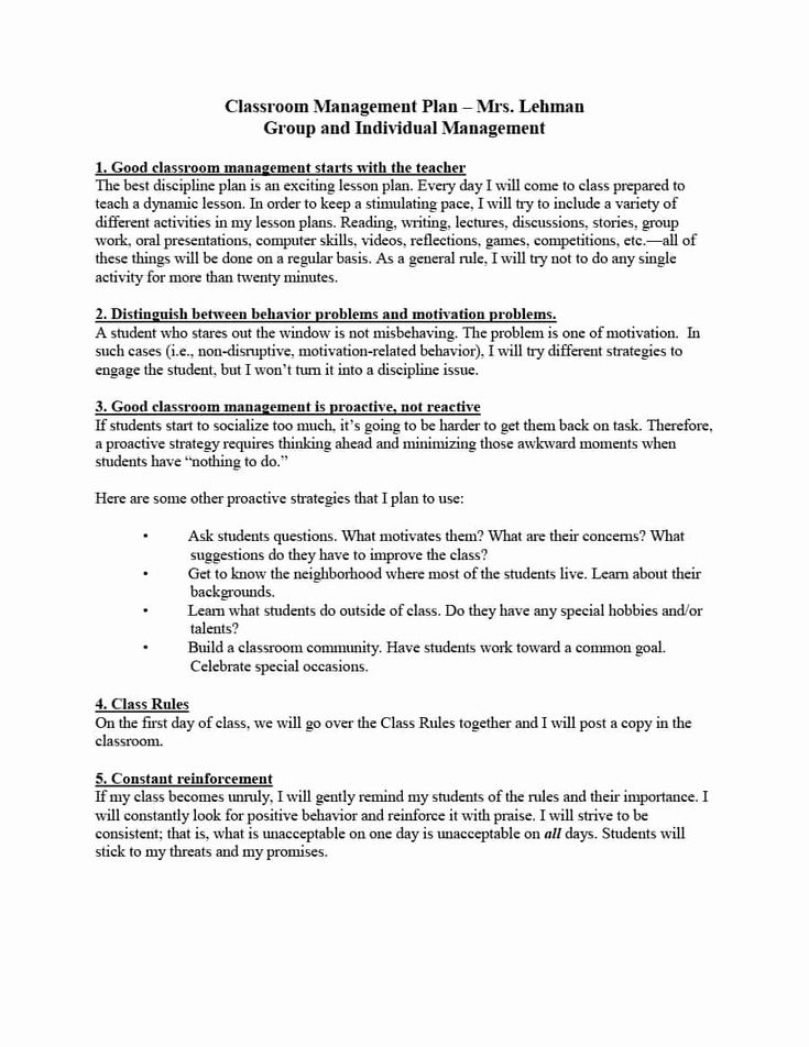 40 Classroom Management Plan Template In 2020 | Classroom For Fresh Classroom Behavior Management Plan Template