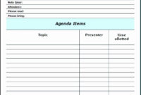 6 Meeting Planner Template Sampletemplatess Pertaining To Blank Meeting Agenda Template
