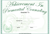 Achievement Of Premarital Counseling Certificate Template Intended For Fresh Premarital Counseling Certificate Of Completion Template