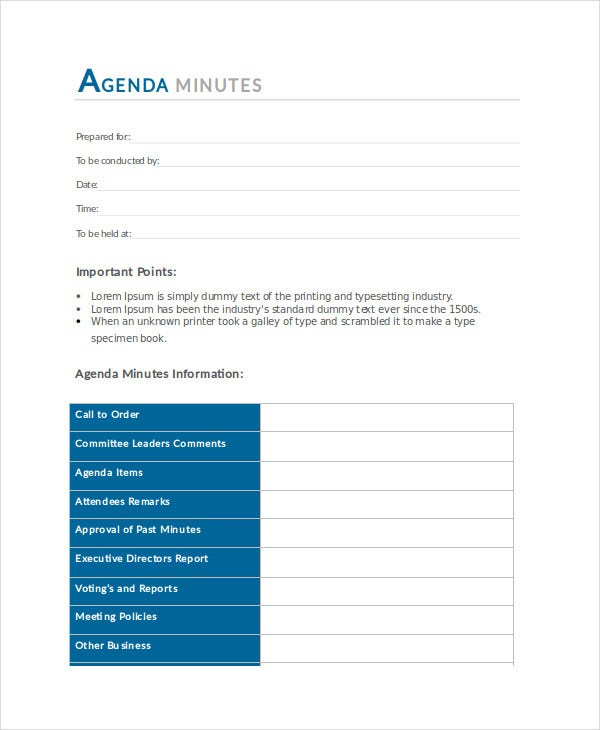 Agenda Template 35+ Free Word,Pdf Document Download Regarding Template For Meeting Agenda And Minutes