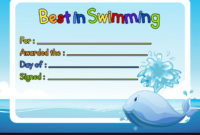 Best In Swimming Award Template With Whale In In Free With Free Swimming Certificate Templates