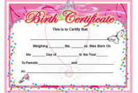 Birth Certificate Template And To Make It Awesome To Read With Regard To Girl Birth Certificate Template