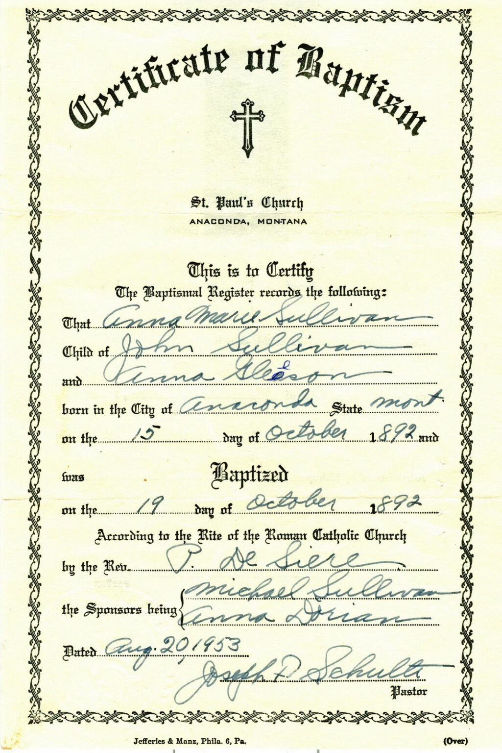 Catholic Baptism Certificate Template ] Church For Fascinating Roman Catholic Baptism Certificate Template