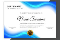Certificate Of Appreciation Award Blue Template Download Within Best Thanks Certificate Template