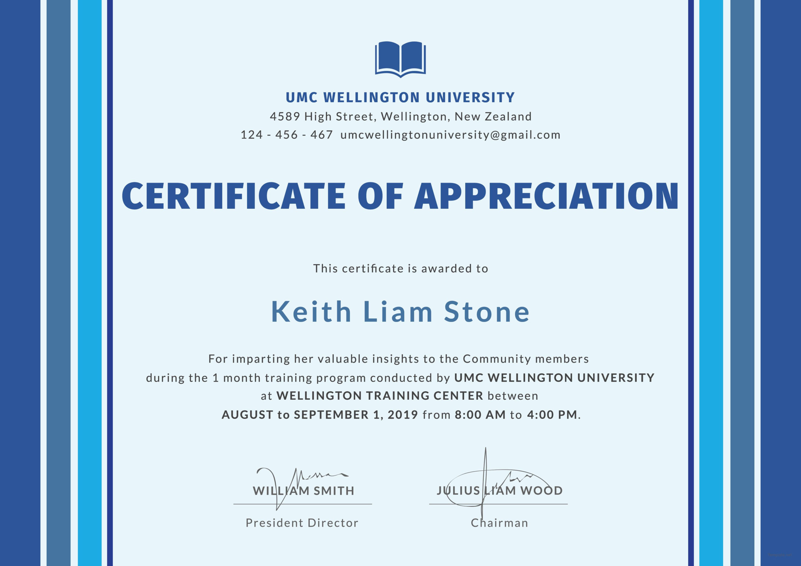 Certificate Of Appreciation For Training Template [Free Throughout Template For Certificate Of Appreciation In Microsoft Word