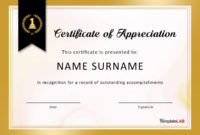 Certificate Of Appreciation Template ~ Addictionary With Regard To Sample Certificate Of Recognition Template