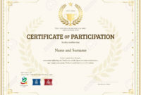 Certificate Of Participation Template In Gold Theme With Pertaining To Templates For Certificates Of Participation