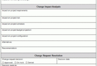 Change Control Request Huffman Trucking Company Regarding Change Request Management Template