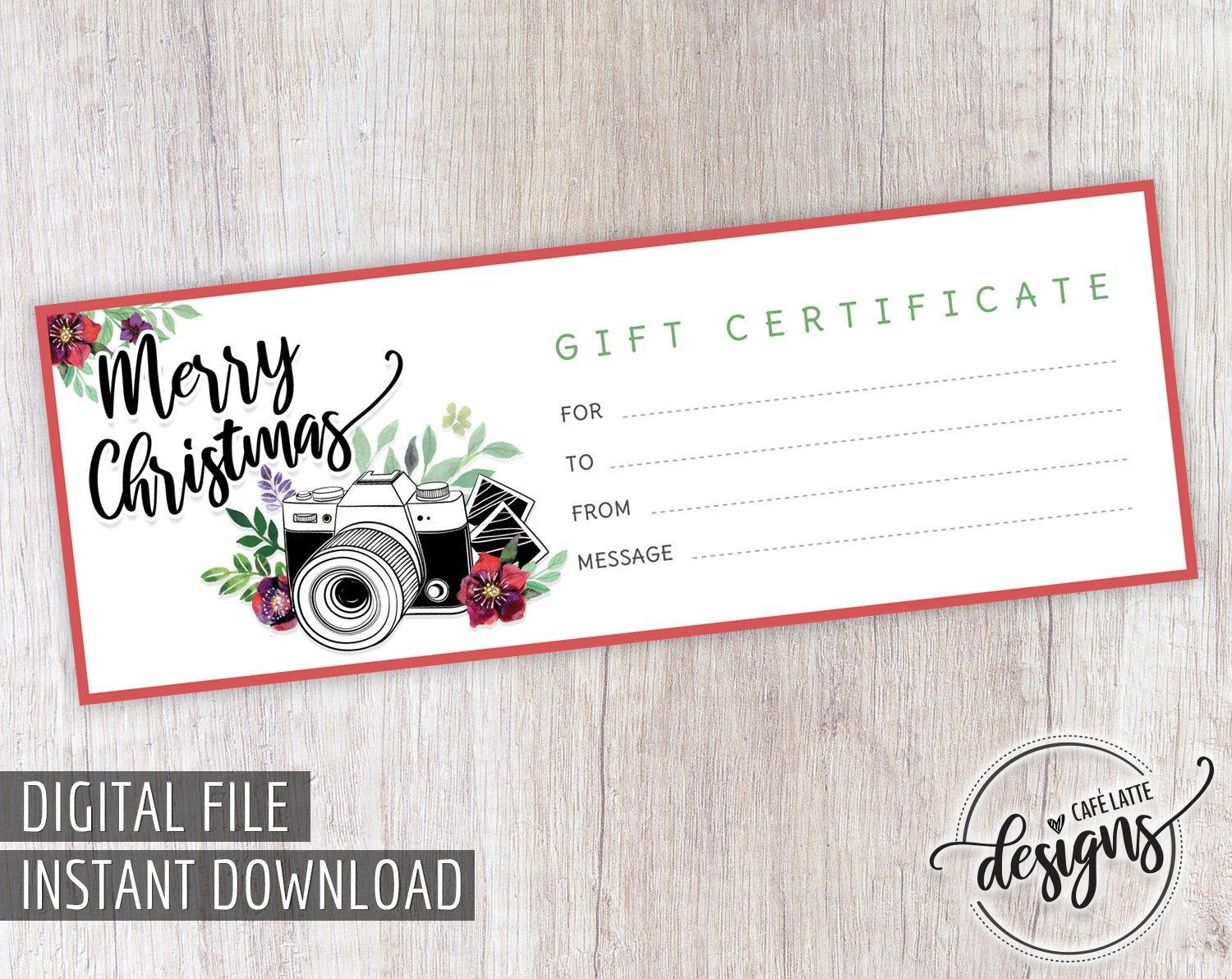 Christmas Gift Certificate, Gift Certificate Printable In Fantastic Photoshoot Gift Certificate Template