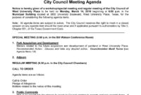 City Council Meeting Agenda Template • Invitation Template For Town Hall Meeting Agenda Template