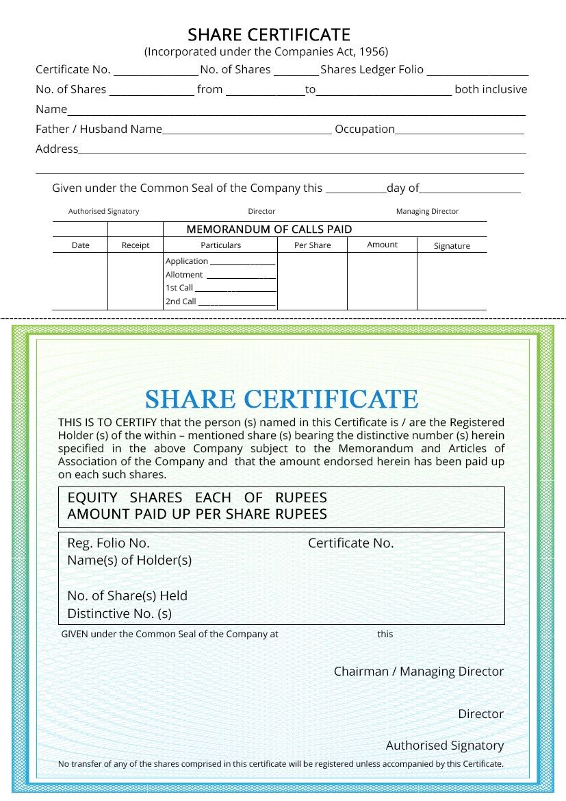Company Share Certificate Procedure For Issuing Throughout Share With Regard To Corporate Share Certificate Template