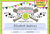 Editable Pdf Sports Team Softball Certificate Award For Awesome Softball Certificate Templates