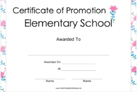 Elementary School Certificate Of Promotion Template Inside Promotion Certificate Template