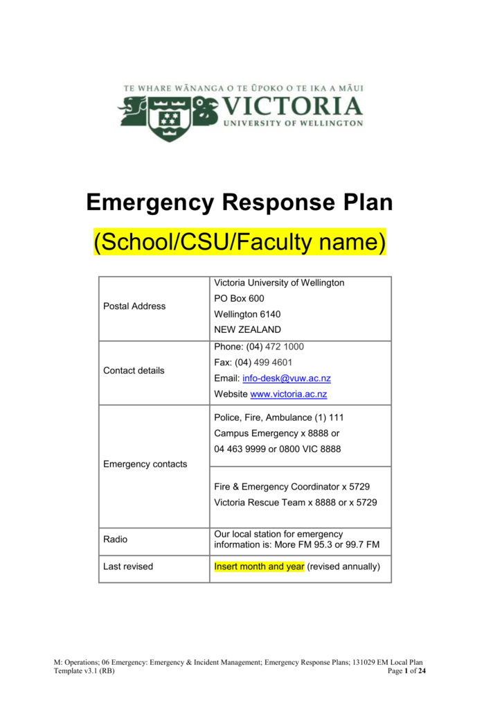 Emergency Management Plan Template Pertaining To Free Crisis Management Policy Template